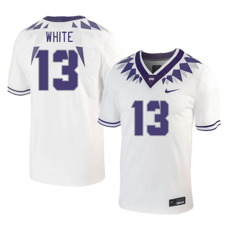 Men #13 Mason White TCU Horned Frogs 2023 College Footbal Jerseys Stitched-White